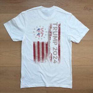 Trump 2024 American Flag 45 - 47 - New Small White T-Shirt